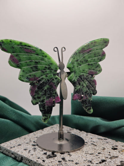 Ruby Zoisite Carving - Butterfly