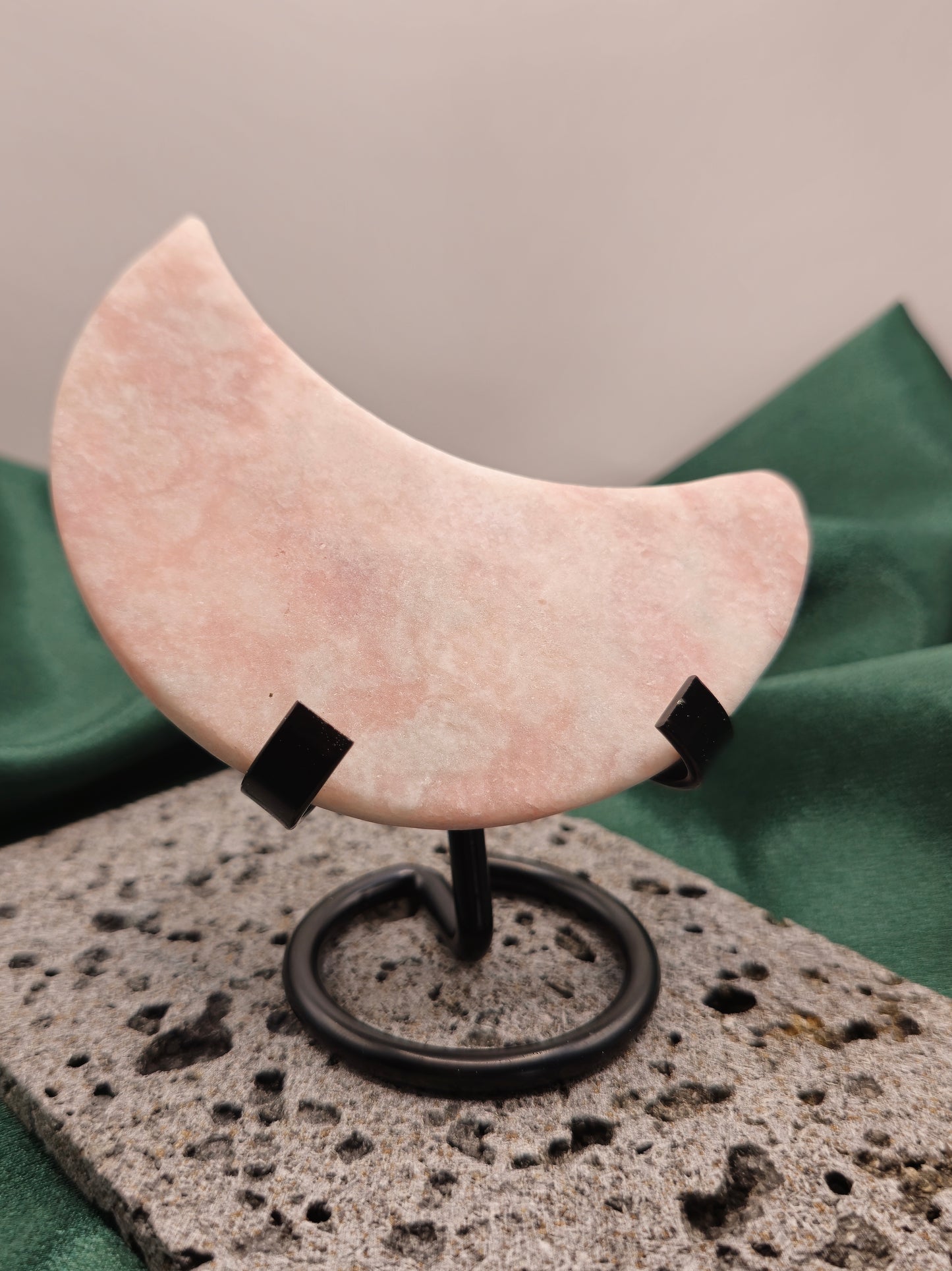 Pink Opal Carving - Moon