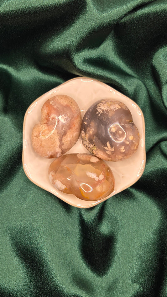 Flower Agate Heart - Large