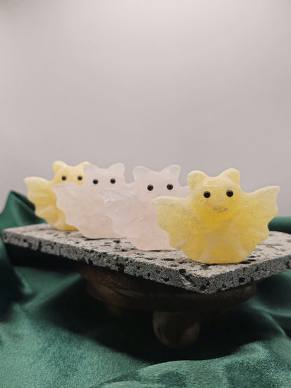 Yellow Calcite Pet Rock - Bat