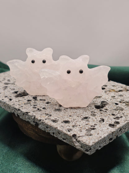 Rose Quartz Pet Rock - Bat