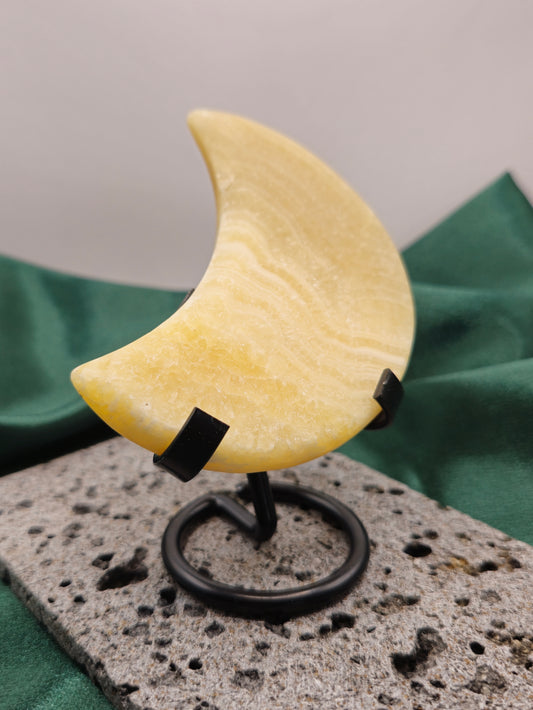 Yellow Calcite Carving - Moon